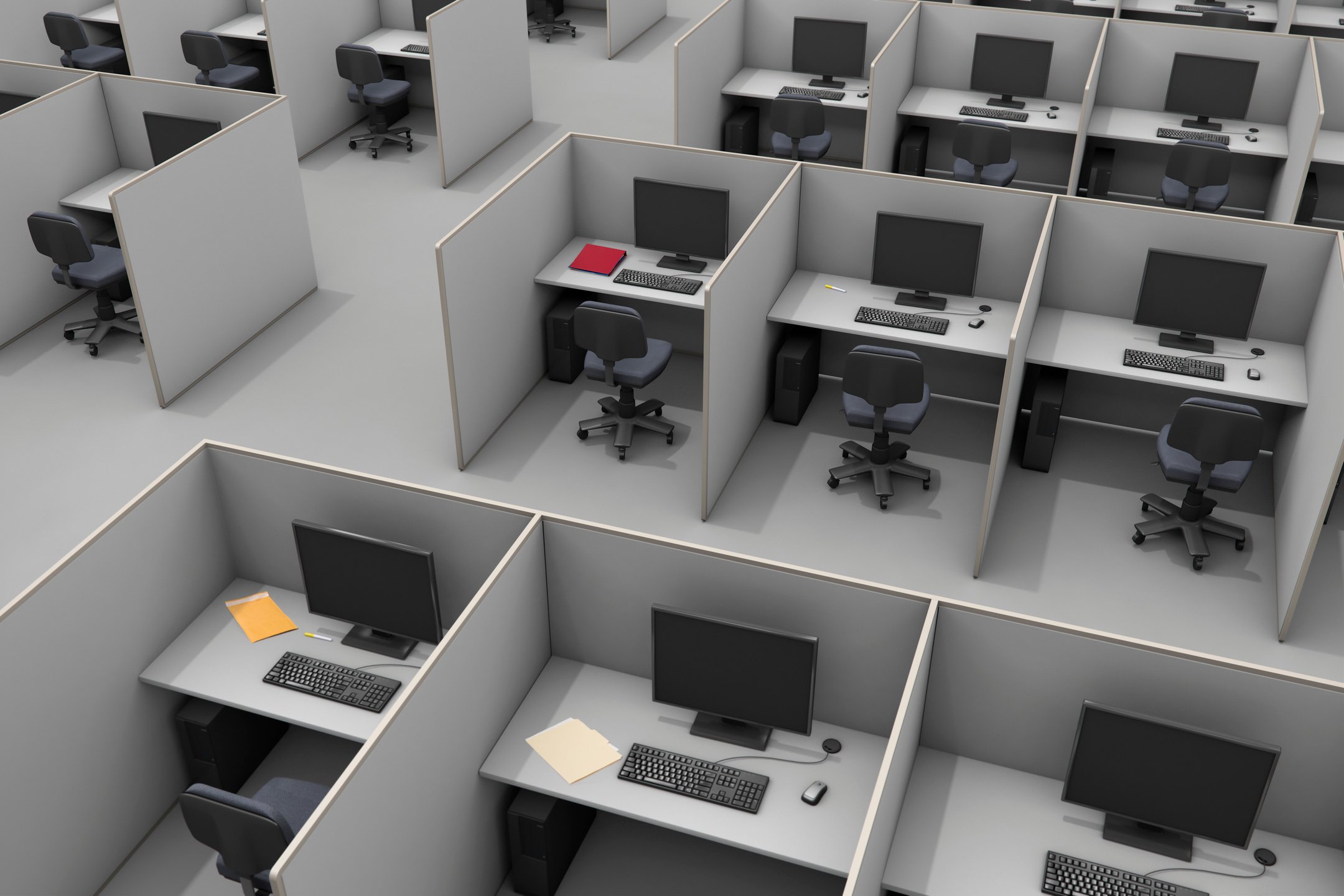 Office Cubicles Aerial Call Center